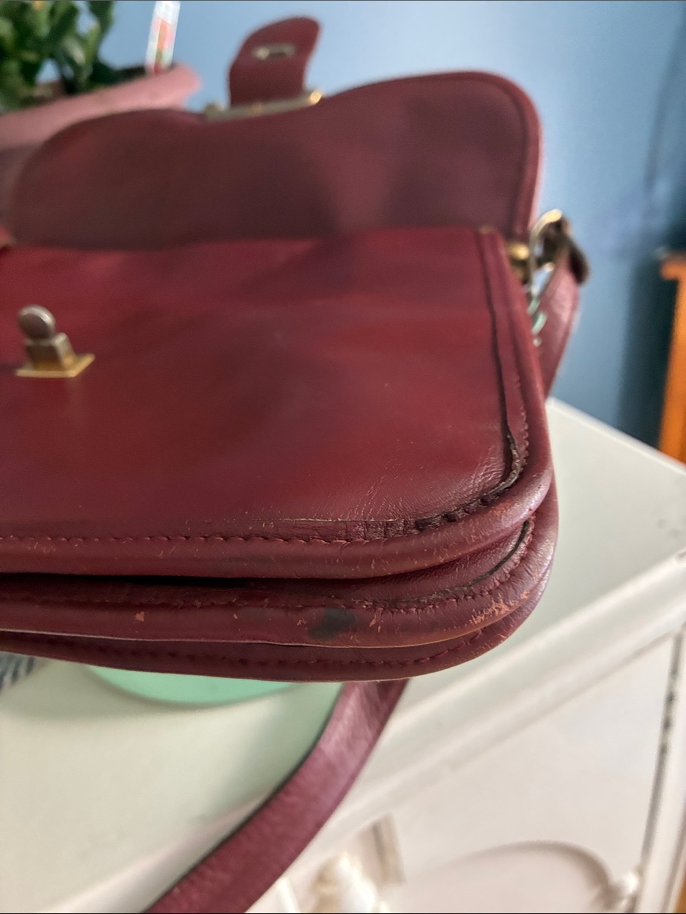 Vintage 1960’s Etienne Aigner Handmade Burgundy Oxblood Shoulder Purse - Picture 8 of 12